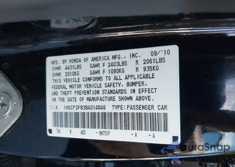 2011 Honda Accord 2.4 Ex-L from USA, damaged, VIN 1HGCP2F83BA014846